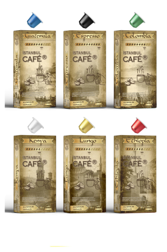 İstanbul Cafe® Alüminyum Nespresso® Uyumlu Kapsül Kahve 6 Lı Set 